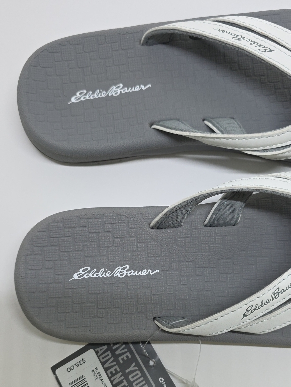 NWT Eddie Bauer White Faux Leather Flip Flops Slip On Womens 6 - Picture 10 of 14
